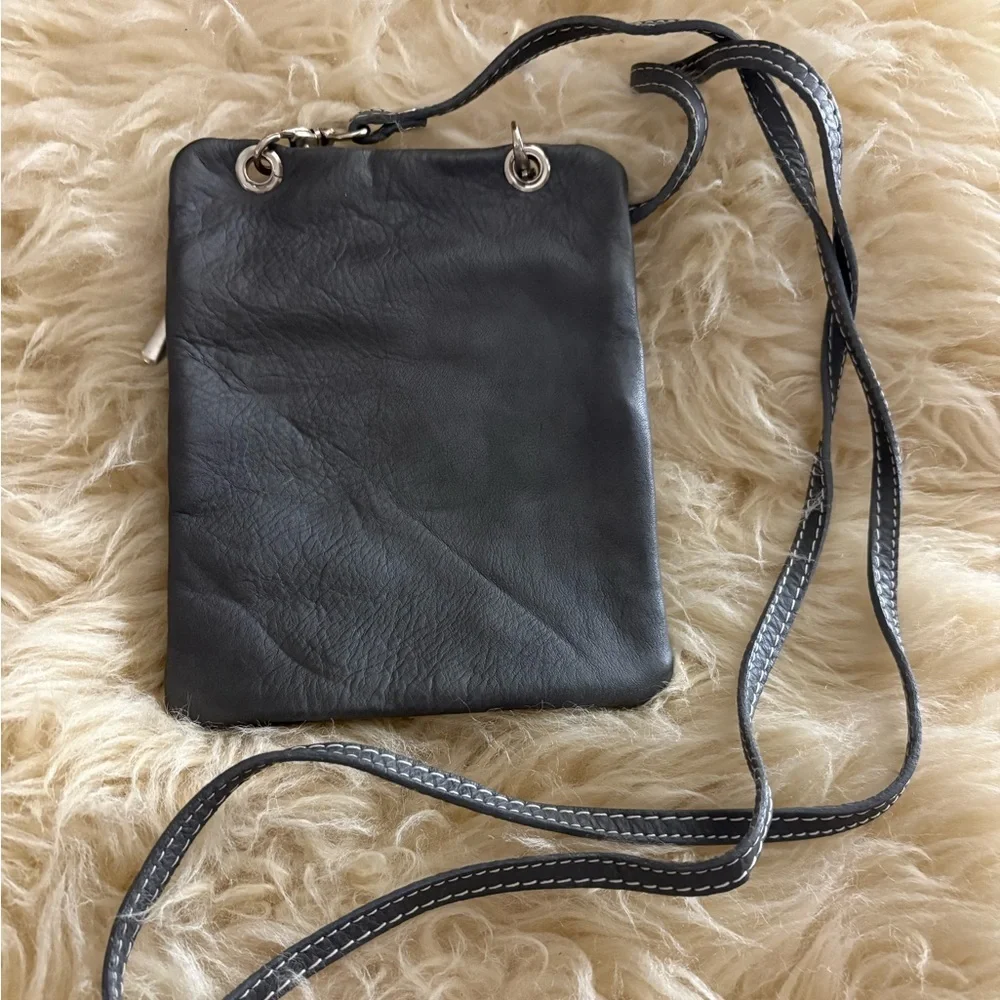 Franco Sarto Florence Italy Gray Leather Crossbody Travel Passport Bag
